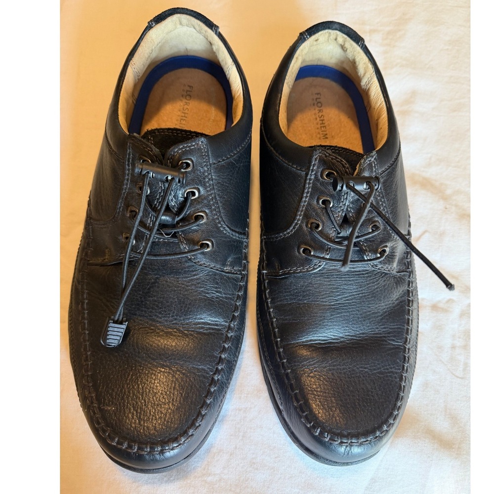 Florsheim Comfortech Men Black Leather Moc Toe Oxford Walking Shoes 12W
